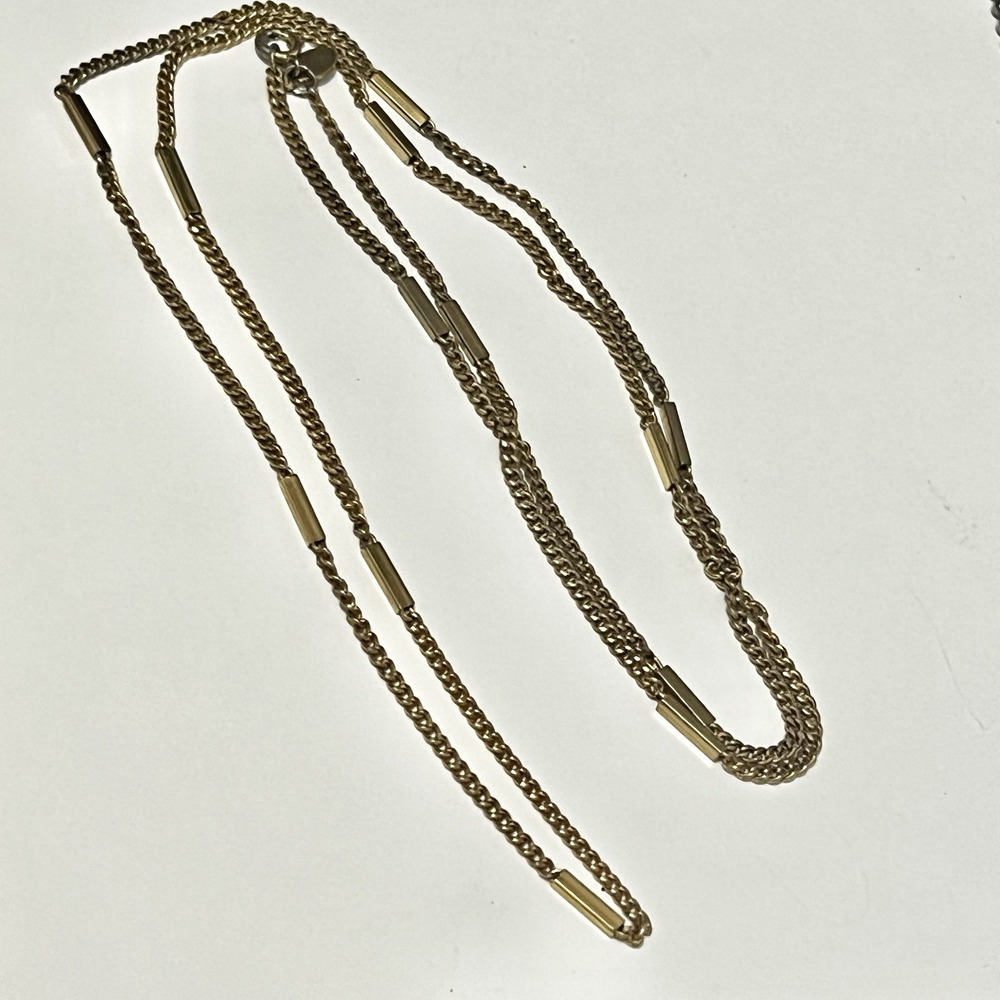 Long Chain 30"‎ And Rod Avon Yellow Gold Necklace